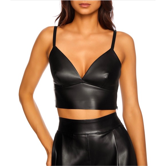 NWT Susana Monaco Faux Leather Bralette Top in Black Sz Small $118 - Picture 8 of 8